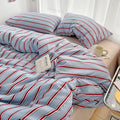 Blue/Burgendy Striped Bedding